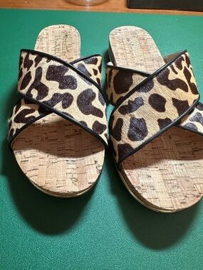 Leopard Print Crisscross Slide Sandals - Women